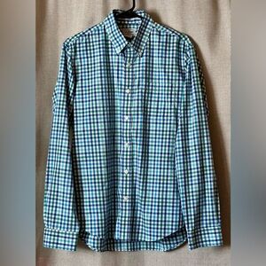 L.L. Bean•button-down shirt•medium•slim fit•100% cotton•blue/green/white plaid